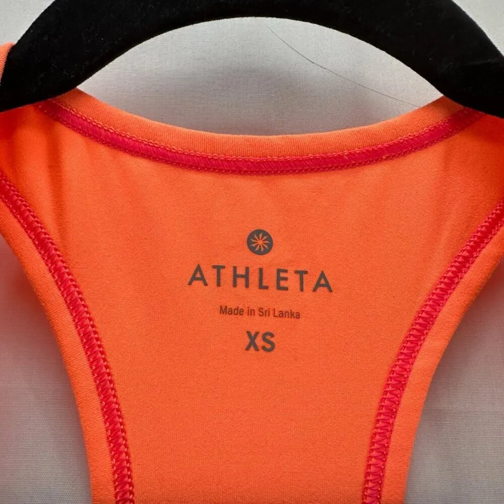 Athleta Top Size XS Chi Tank Scoop Neck Racerback Athletic Workout Neon Orange - Picture 7 of 10